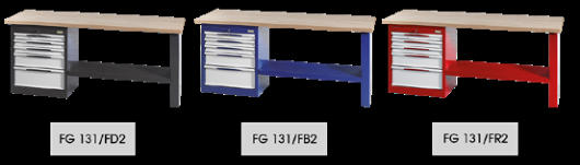 Fasano Tools Banco Da Lavoro 2.0Mt Con Ripiano In Faggio E Cassettiera A - 3001 2000x745x910