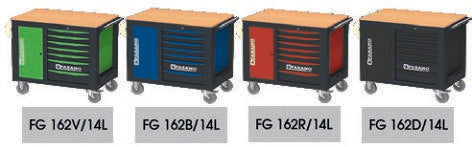 Fasano Tools Carrello Porta Utensili A 14 Cassetti Con Top In Legno - 6018 14