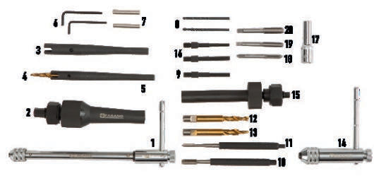 Fasano Tools Utensili Per Estrazione Candelette Spezzate - 1- Giramaschi a cricchetto reversibile - mod. lungo
