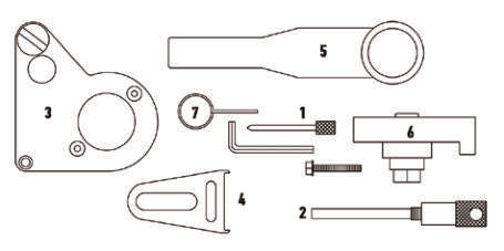 Fasano Tools Set Messa In Fase Motori Renault 2.0D Dci - 7 Utensile di tenuta pulegge albero motore (2,90mm)