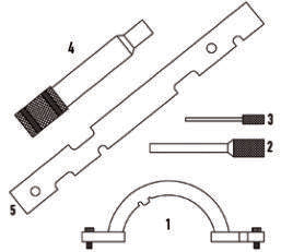 Fasano Tools Set Fasatura Motori Opel 1.0, 1.2, 1.4 A Catena - 5 Attrezzo di bloccaggio albero a camme