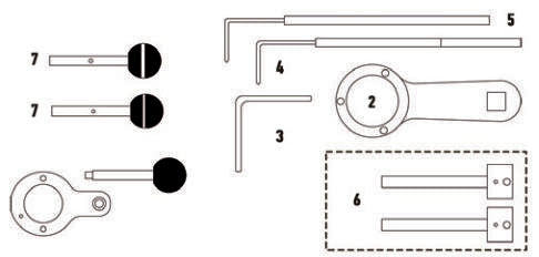 Fasano Tools Set Fasatura Vw 1.2, 1.4, 1.6, 1.9, 2.0D Tdi Pd - 5 Perno bloccaggio della puleggia del tendicinghia