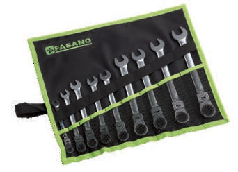 Fasano Tools Set Chiavi Combinate A Cricco Flessibili - 9 8, 10, 12, 13, 15, 16, 17, 18, 19mm
