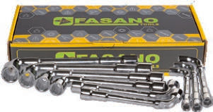 Fasano Tools Set Chiavi A Pipa Esagonali-Poligonali - 9 8, 10, 11, 12, 13, 15, 17, 18, 19mm