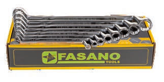 Fasano Tools Set Chiavi Poligonali Doppie Curve - 8 6x7, 8x9, 10x11, 12x13, 14x15, 16x17, 18x19, 20x22mm