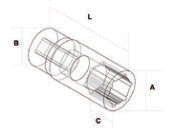 Fasano Tools Chiave A Bussola Esagonale Lunga - Attacco 1/2" - 17 24.0 22.0 31.5 77.0