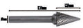 Fasano Tools Lima Rotativa Cilindrica In Metallo Duro Hm4 - 12.7 25.0 70.0